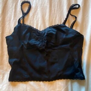 Black silky Zara crop top